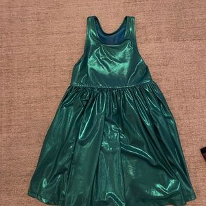 Pink Chicken girls dress size 5 metallic green